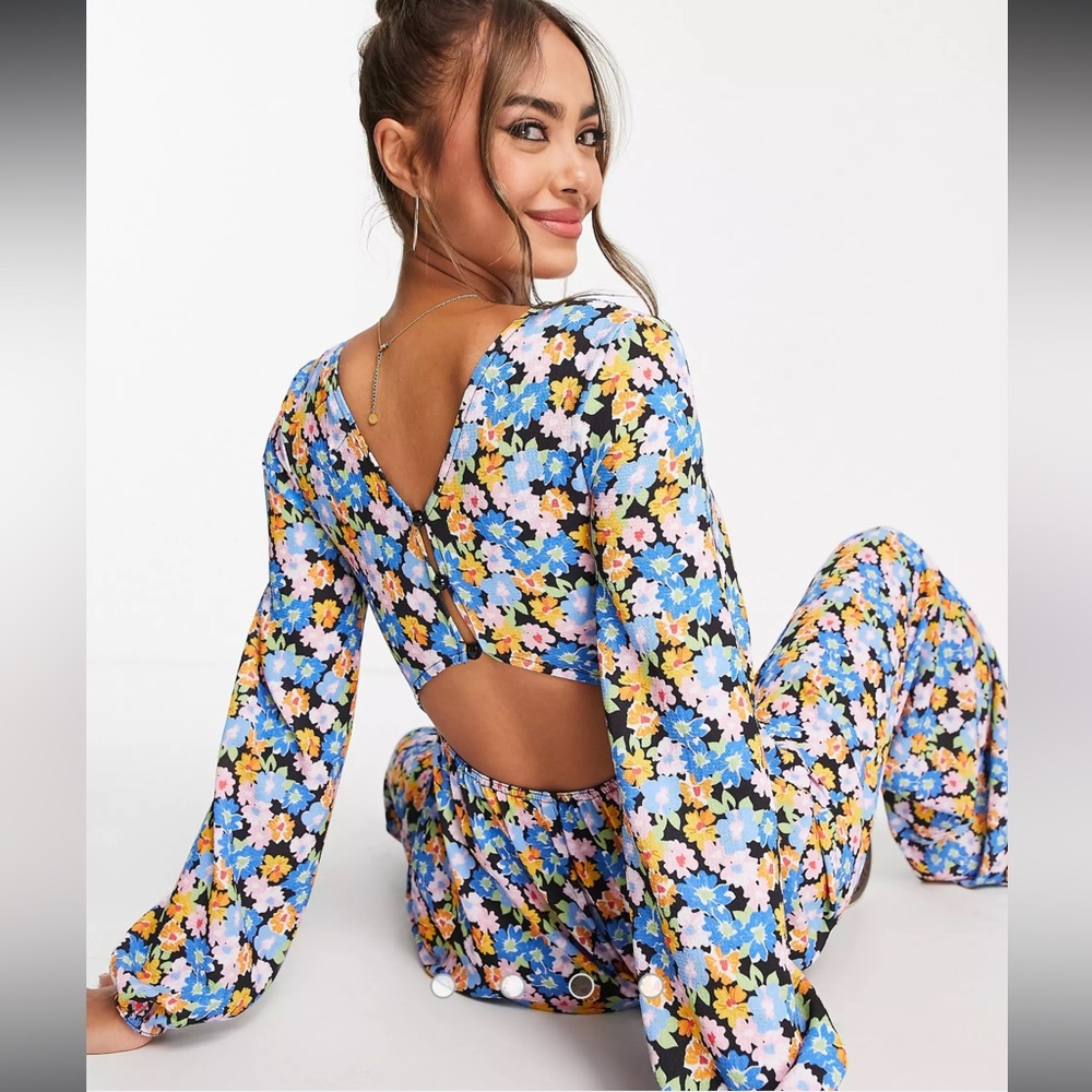 floral open back jumpsuit from ASOS